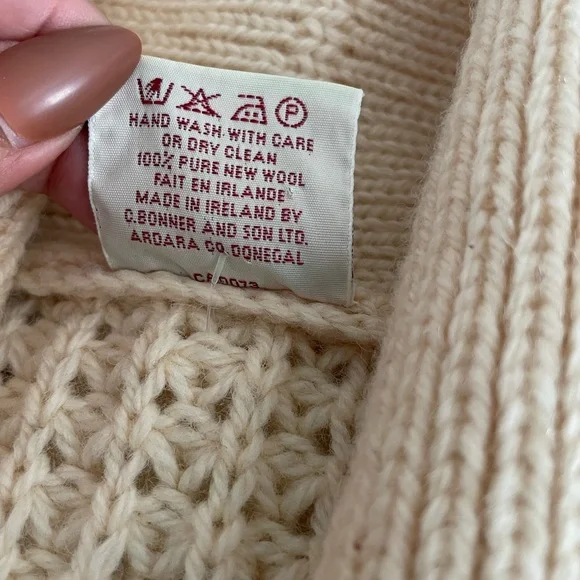 Bonner of Ireland handloomed wool shawl collar sweater UNISEX vintage vtg - Picture 4 of 5